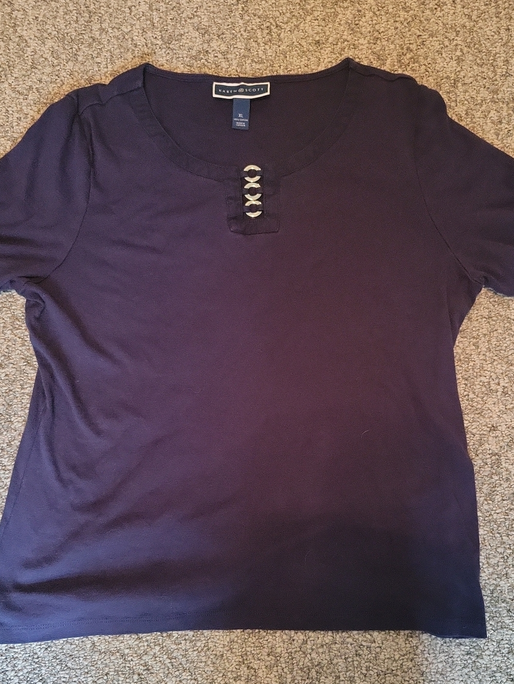 Womens Navy Short Sleeve Top